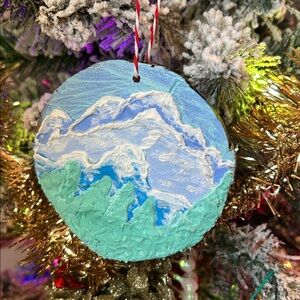 Hand painted Mountain Ornament